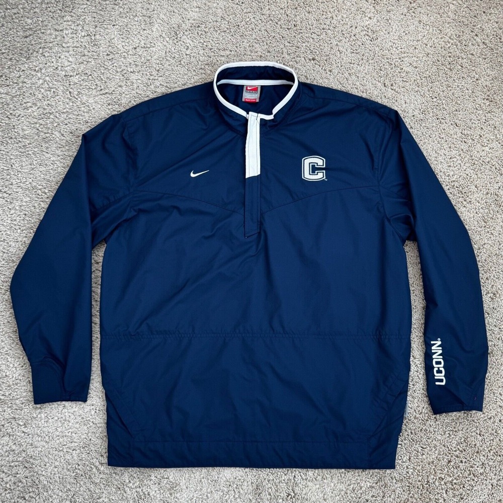 Nike Navy Blue Windbreaker with White Trim - UConn C Patch